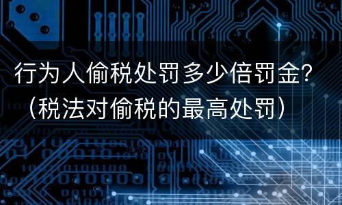 行为人偷税处罚多少倍罚金？（税法对偷税的最高处罚）