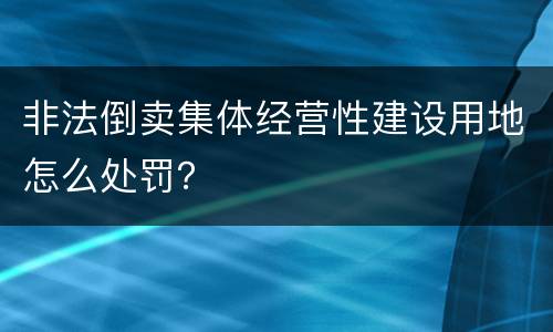非法倒卖集体经营性建设用地怎么处罚？