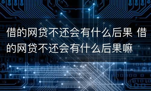 借的网贷不还会有什么后果 借的网贷不还会有什么后果嘛