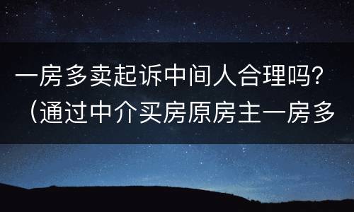 一房多卖起诉中间人合理吗？（通过中介买房原房主一房多卖）