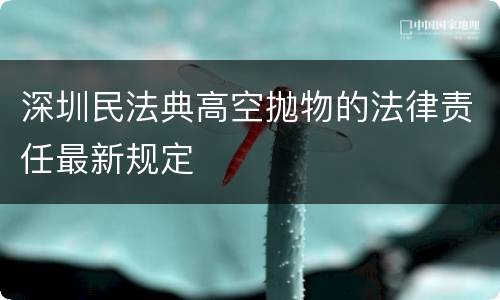 深圳民法典高空抛物的法律责任最新规定