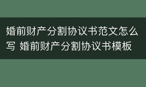 婚前财产分割协议书范文怎么写 婚前财产分割协议书模板