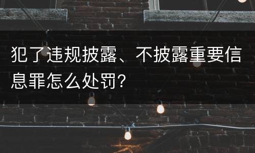 犯了违规披露、不披露重要信息罪怎么处罚？