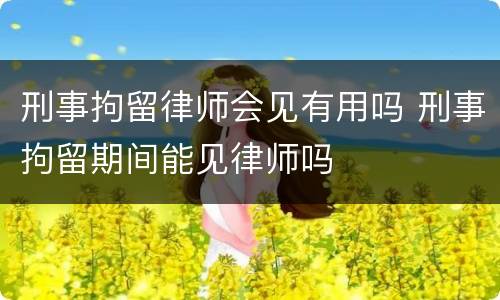 刑事拘留律师会见有用吗 刑事拘留期间能见律师吗