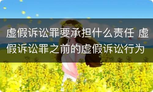 虚假诉讼罪要承担什么责任 虚假诉讼罪之前的虚假诉讼行为是否可以追究刑事责任