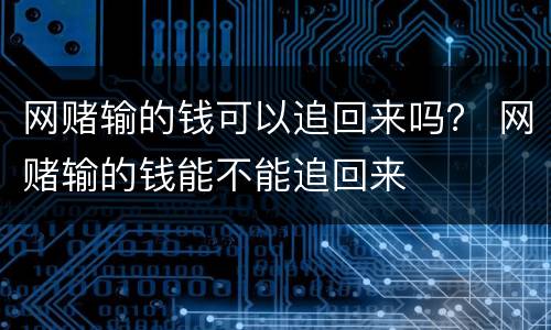 网赌输的钱可以追回来吗？ 网赌输的钱能不能追回来
