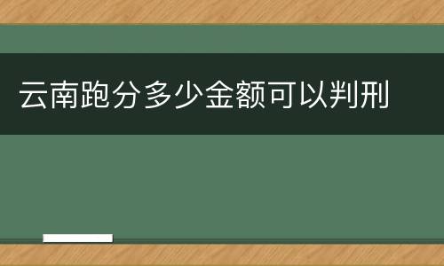 云南跑分多少金额可以判刑