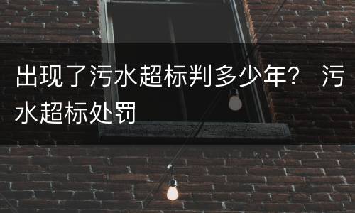 出现了污水超标判多少年？ 污水超标处罚