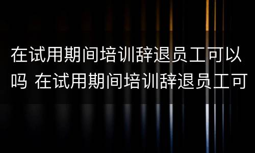 在试用期间培训辞退员工可以吗 在试用期间培训辞退员工可以吗怎么赔偿