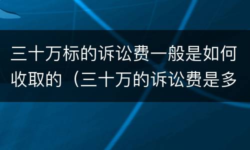 三十万标的诉讼费一般是如何收取的（三十万的诉讼费是多少钱）