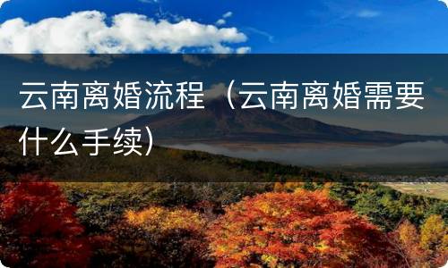 云南离婚流程（云南离婚需要什么手续）