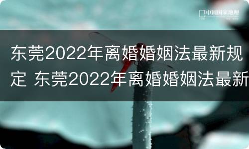 东莞2022年离婚婚姻法最新规定 东莞2022年离婚婚姻法最新规定是什么