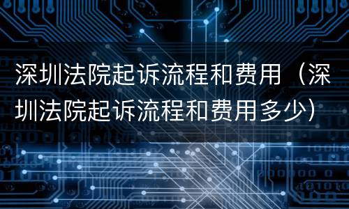 深圳法院起诉流程和费用（深圳法院起诉流程和费用多少）