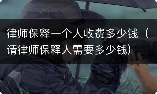 律师保释一个人收费多少钱（请律师保释人需要多少钱）