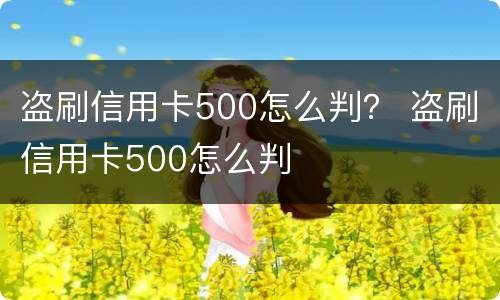 盗刷信用卡500怎么判？ 盗刷信用卡500怎么判