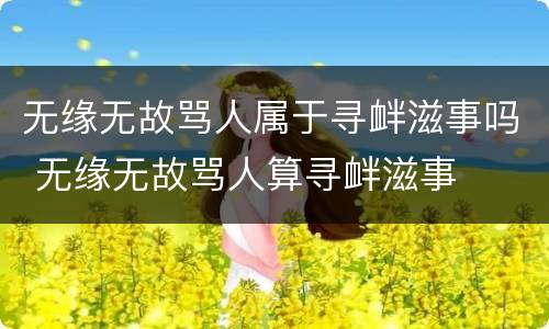 无缘无故骂人属于寻衅滋事吗 无缘无故骂人算寻衅滋事
