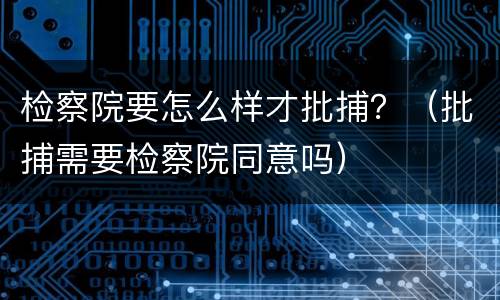检察院要怎么样才批捕？（批捕需要检察院同意吗）