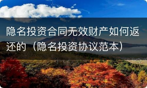 隐名投资合同无效财产如何返还的（隐名投资协议范本）