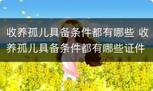 收养孤儿具备条件都有哪些 收养孤儿具备条件都有哪些证件