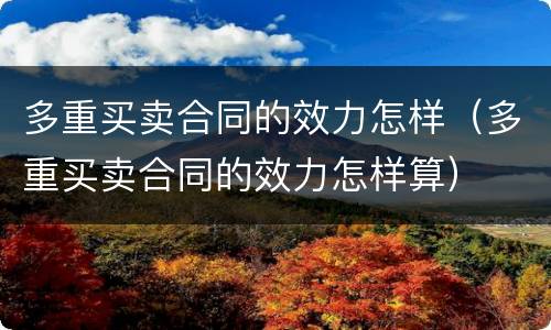 多重买卖合同的效力怎样（多重买卖合同的效力怎样算）