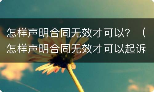 怎样声明合同无效才可以？（怎样声明合同无效才可以起诉）