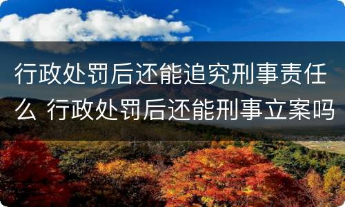 行政处罚后还能追究刑事责任么 行政处罚后还能刑事立案吗
