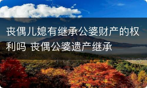 丧偶儿媳有继承公婆财产的权利吗 丧偶公婆遗产继承