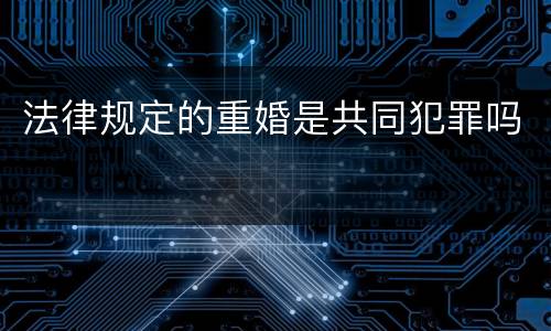 法律规定的重婚是共同犯罪吗