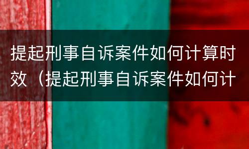 提起刑事自诉案件如何计算时效（提起刑事自诉案件如何计算时效期限）