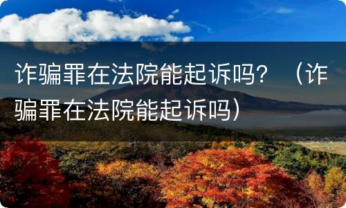 诈骗罪在法院能起诉吗？（诈骗罪在法院能起诉吗）