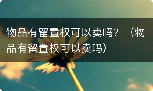 物品有留置权可以卖吗？（物品有留置权可以卖吗）
