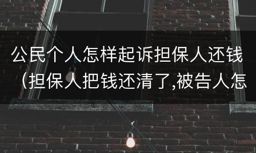 公民个人怎样起诉担保人还钱（担保人把钱还清了,被告人怎么要）