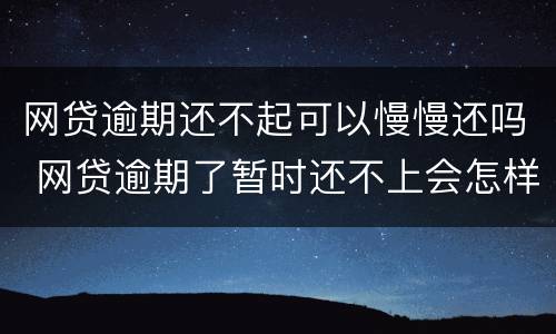网贷逾期还不起可以慢慢还吗 网贷逾期了暂时还不上会怎样