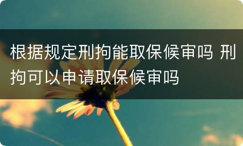 根据规定刑拘能取保候审吗 刑拘可以申请取保候审吗