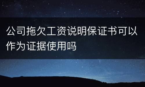 公司拖欠工资说明保证书可以作为证据使用吗