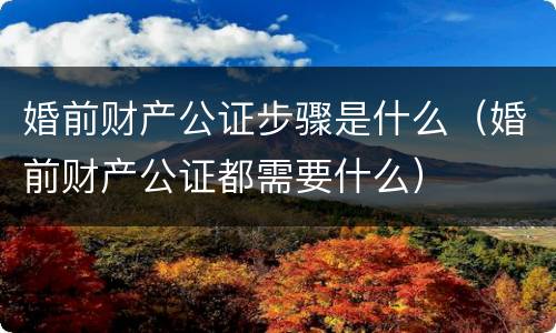 婚前财产公证步骤是什么（婚前财产公证都需要什么）