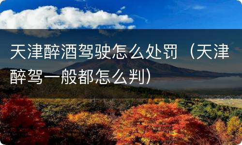 天津醉酒驾驶怎么处罚（天津醉驾一般都怎么判）