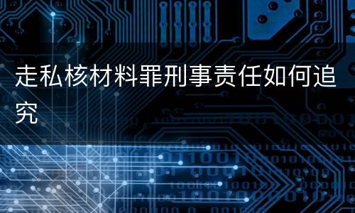走私核材料罪刑事责任如何追究
