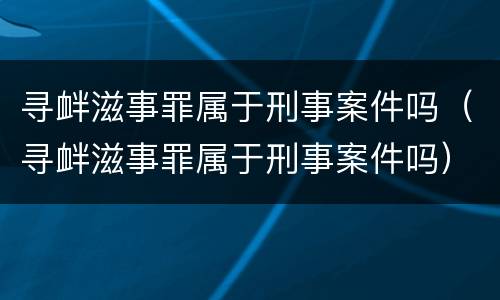 寻衅滋事罪属于刑事案件吗（寻衅滋事罪属于刑事案件吗）