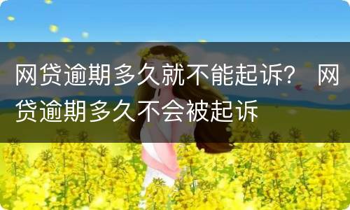 网贷逾期多久就不能起诉？ 网贷逾期多久不会被起诉