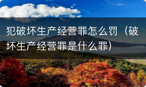 犯破坏生产经营罪怎么罚（破坏生产经营罪是什么罪）