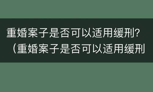 重婚案子是否可以适用缓刑？（重婚案子是否可以适用缓刑法）