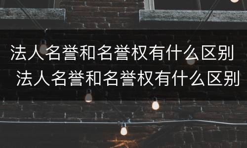 法人名誉和名誉权有什么区别 法人名誉和名誉权有什么区别呢