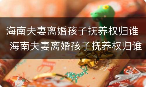 海南夫妻离婚孩子抚养权归谁 海南夫妻离婚孩子抚养权归谁抚养