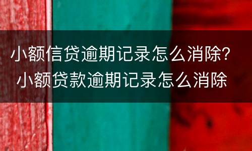 小额信贷逾期记录怎么消除？ 小额贷款逾期记录怎么消除