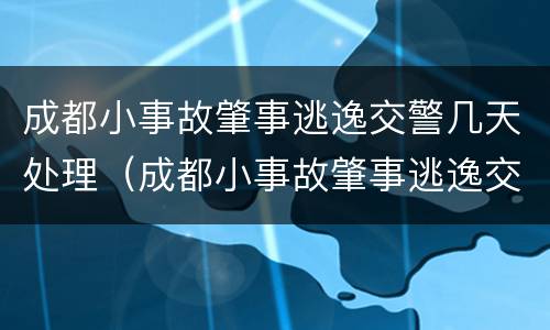 成都小事故肇事逃逸交警几天处理（成都小事故肇事逃逸交警几天处理结束）