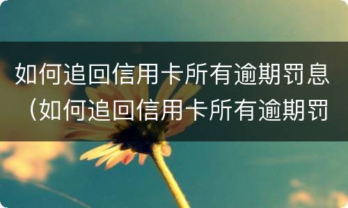 如何追回信用卡所有逾期罚息（如何追回信用卡所有逾期罚息金）