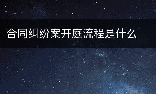 合同纠纷案开庭流程是什么