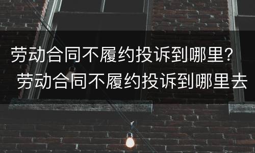 劳动合同不履约投诉到哪里？ 劳动合同不履约投诉到哪里去