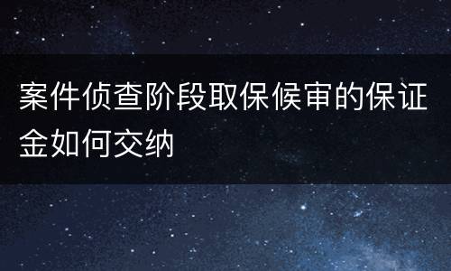 案件侦查阶段取保候审的保证金如何交纳